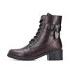 Rieker Strap Laced Ankle Boot Side Zip - Bordo